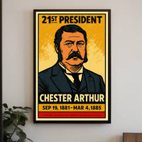 Chester A. Arthur 21st President of the United States Inked Comic Style Poster