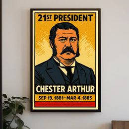 Chester A. Arthur 21st President of the United States Inked Comic Style Poster