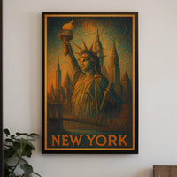 New York Skyline And The Statue Of Poster