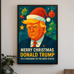 Festive Christmas Portrait Décor in Artistic Pop Culture Poster