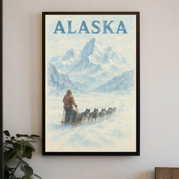 Alaska Dog Sledding Vintage Travel Poster
