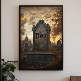 Spooky Graveyard Halloween Tombstone Eerie Poster
