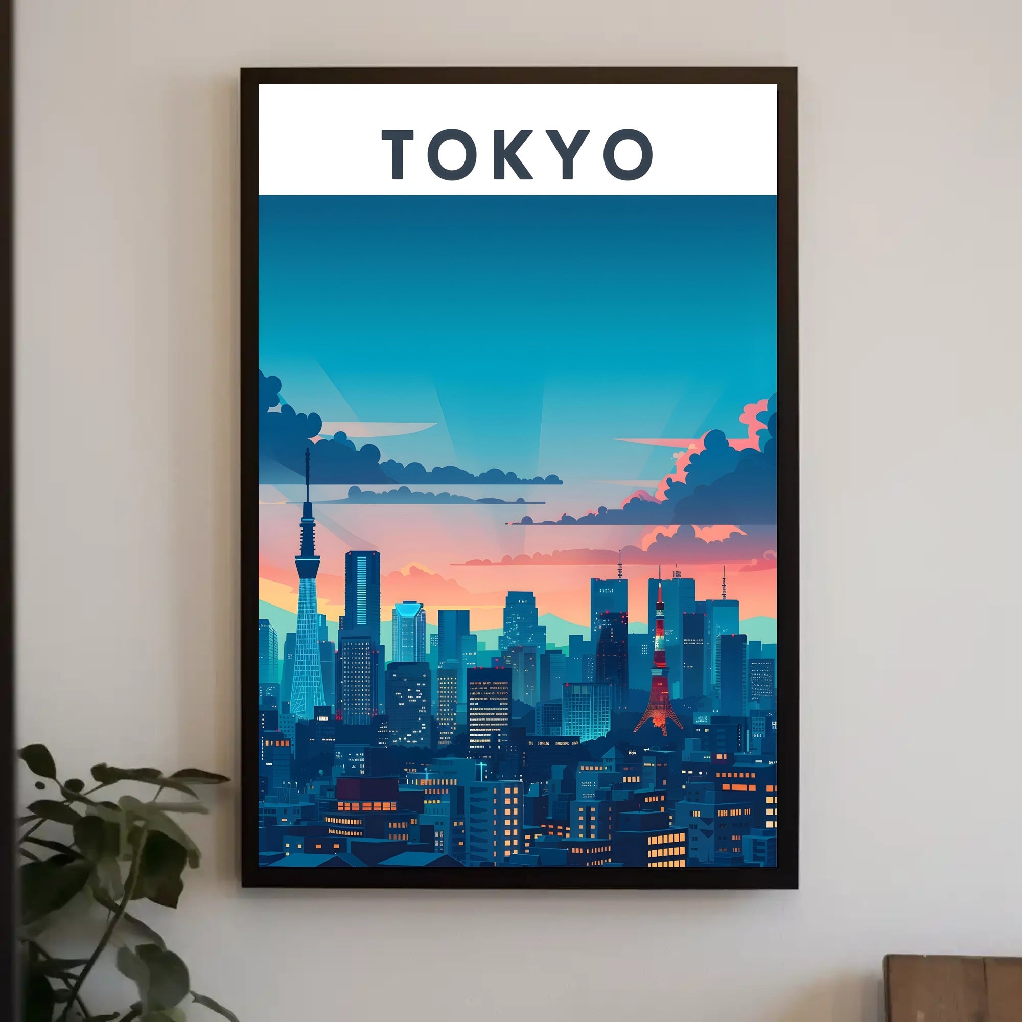 Tokyo Skyline at Sunset Travel Poster