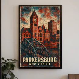 Parkersburg WV Scenic Vintage River Town Collectors Poster
