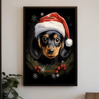 Festive Dog with Santa Hat: Animal Poster