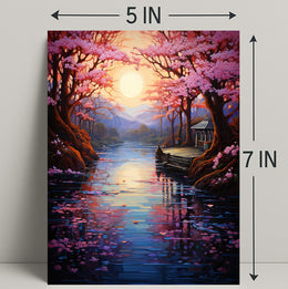 Tranquil Cherry Blossom Landscape Poster