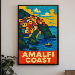 Amalfi Coast Poster Wall Art 18x24 Coastal Decor Print