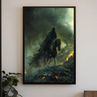 Dark Rider in Apocalyptic Scene Fantasy or Mythology Poster PosterGoat