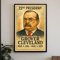 Grover Cleveland 22nd President of the United States Exaggerated Cartoon Sketch Poster