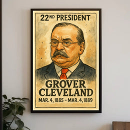 Grover Cleveland 22nd President of the United States Exaggerated Cartoon Sketch Poster