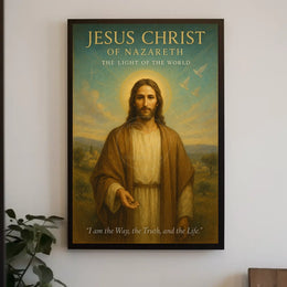 Jesus Christ Serenity in Pastoral Landscape Religious Poster