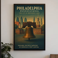 Philadelphia Liberty Bell Vintage Poster: Historical Elegance
