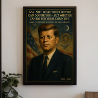 JFK Patriotic Leadership Vintage Poster with Quote