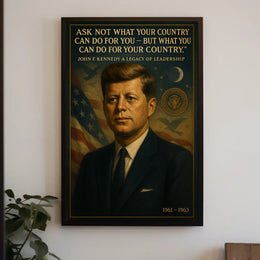 JFK Patriotic Leadership Vintage Poster with Quote