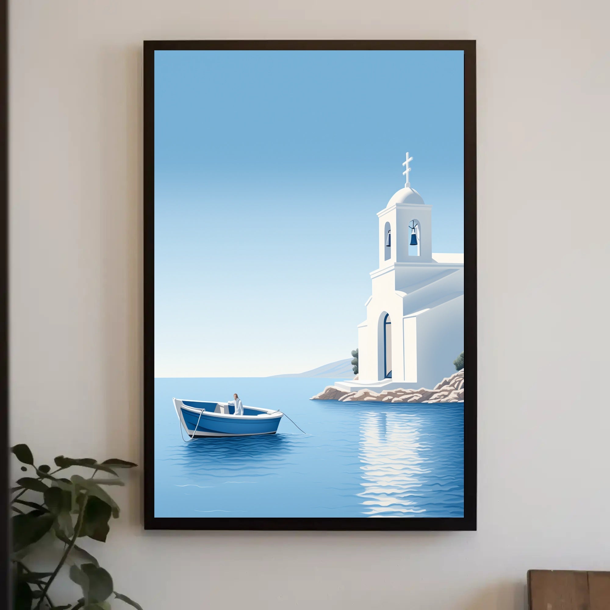 Mediterranean Escape Blue Coastal Scene Travel Poster
