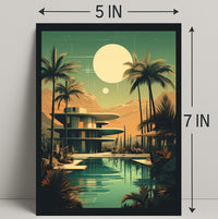 Retro-Futuristic Oasis Retro Poster PosterGoat