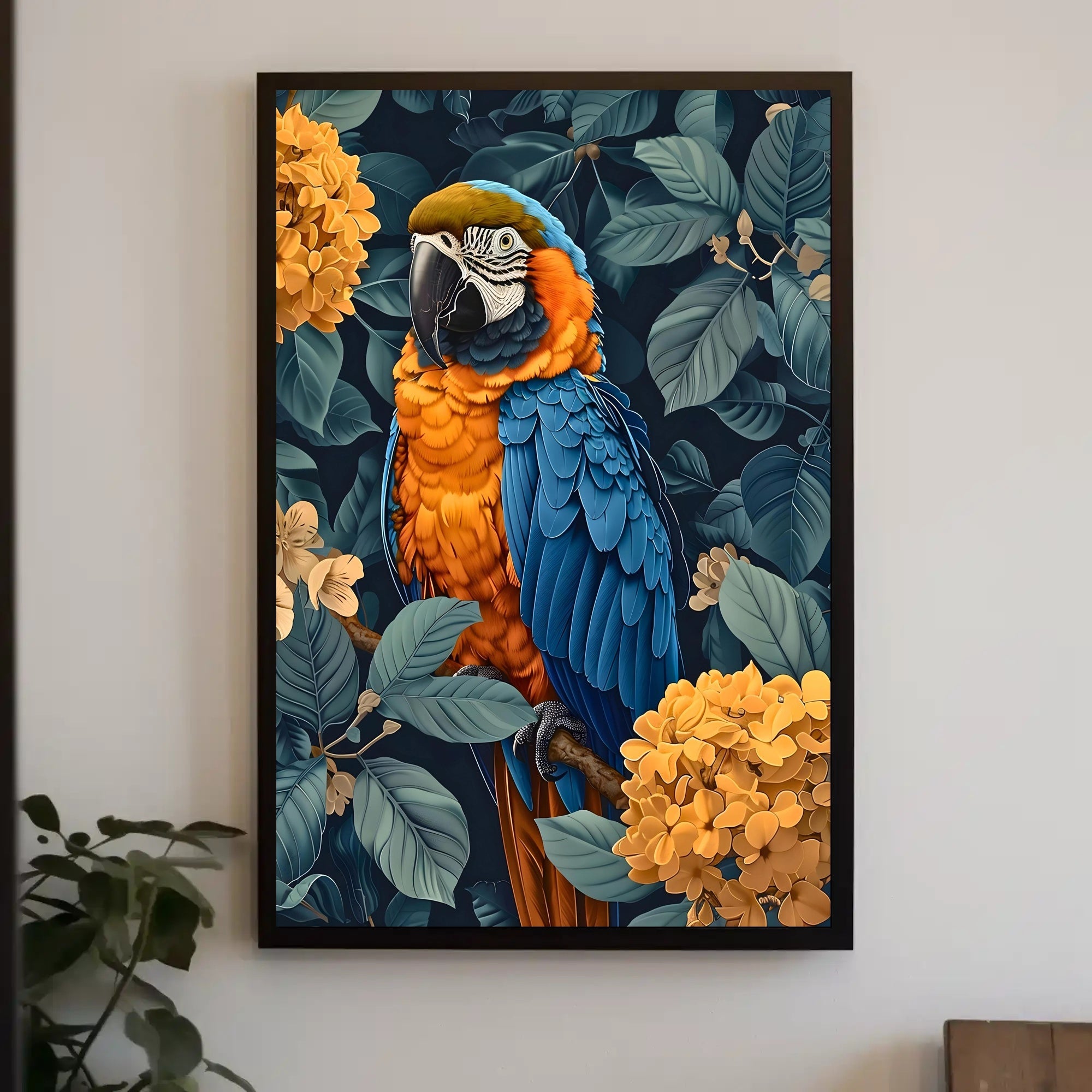 Vibrant Parrot Floral Paradise Wall Art