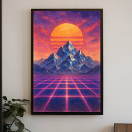 Retro-Futuristic Synthwave Landscape Poster