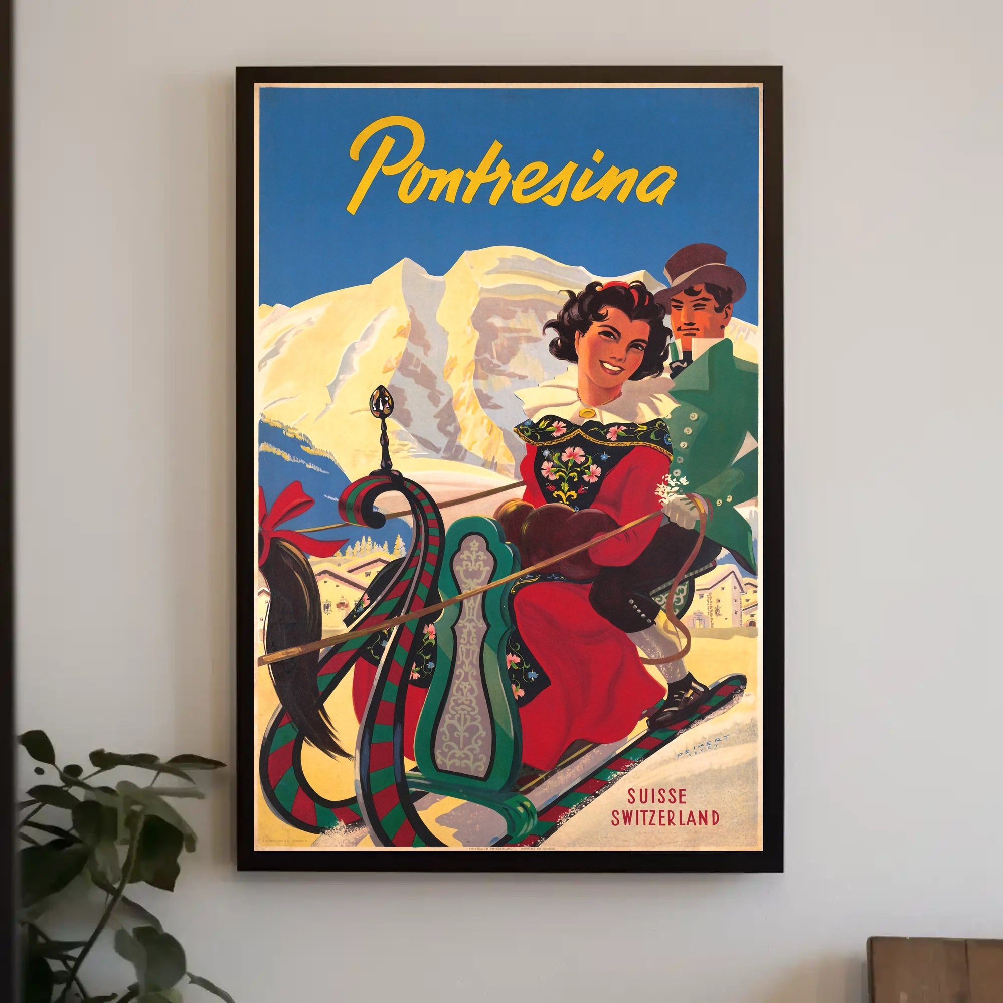 Vibrant Pontresina Winter Travel Scene Poster PosterGoat