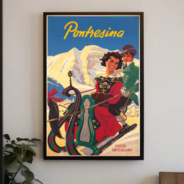 Vibrant Pontresina Winter Travel Scene Poster PosterGoat