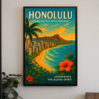Honolulu Vintage Travel Poster Urban Meets Paradise