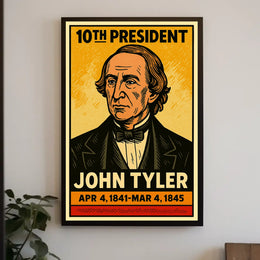 John Tyler 10th President of the United States Inked Comic Style Poster