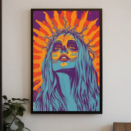 Day of the Dead Woman Psychedelic Bold Vibrant Poster