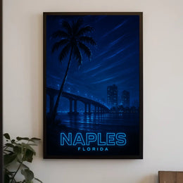 Naples Florida Nightscape Poster Coastline Wall Art 18x24