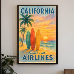 California Airlines Vintage Travel Poster