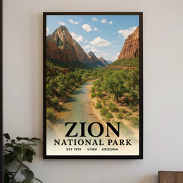 Zion National Park Scenic Travel Poster Print