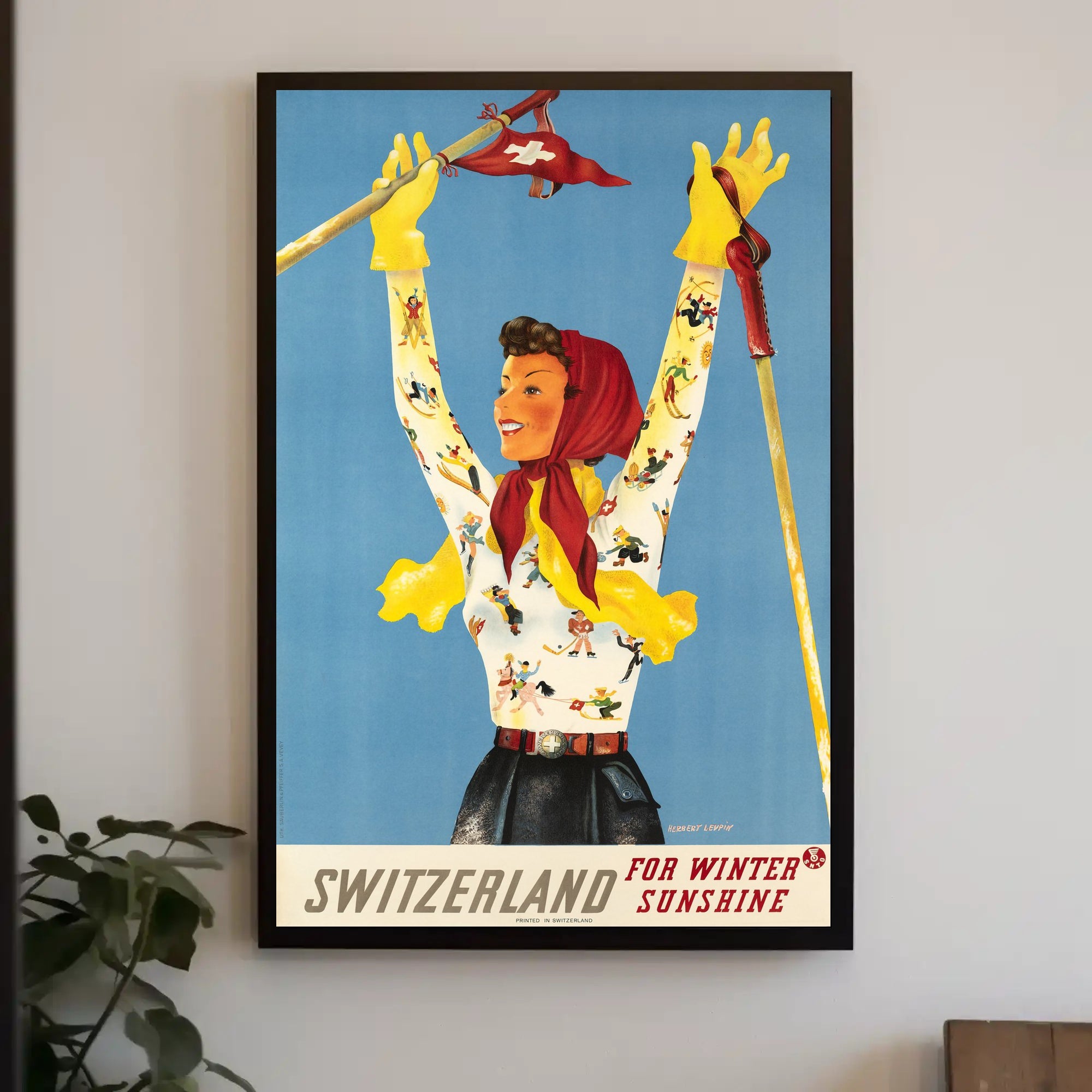 Vintage Swiss Ski Adventure Travel Poster