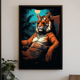 Tiger Majesty Illuminated: Exotic Animal Art Print Poster