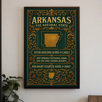 Arkansas Vintage Travel Poster Showcasing Natural Beauty