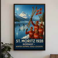 St. Moritz 1928 Norway Winter Olympic Poster