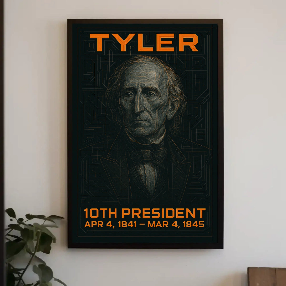 John Tyler 10th President of the United States Techno Schematic Poster