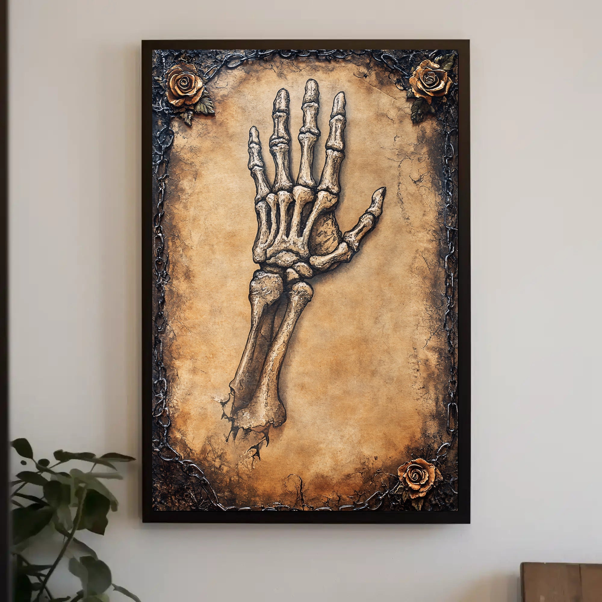 Skeleton Hand And Roses Poster