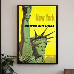 New York City Skyline Poster Vintage Travel Wall Art