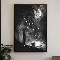Mystical Moonlit Solitude in Nature - Artistic Poster PosterGoat
