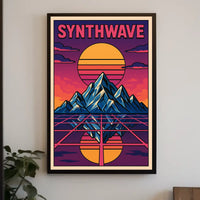 Synthwave Sunset Retro-Futuristic Art Poster