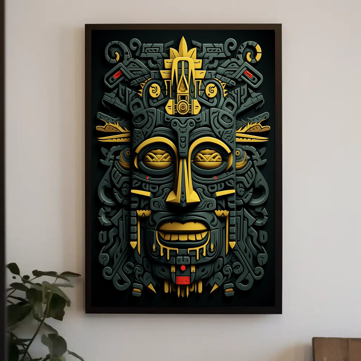 Mesoamerican Deity Abstract Art Poster - Cultural or Heritage Poster