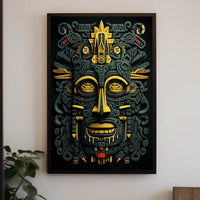 Mesoamerican Deity Abstract Art Poster - Cultural or Heritage Poster