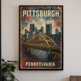 Pittsburgh Skyline Cityscape Photography Realism Urban Life Iconic Steel City Heritage Poster