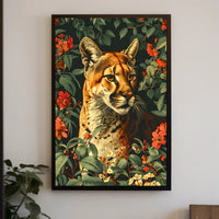 Majestic Cougar in Bloom Wall Art Print