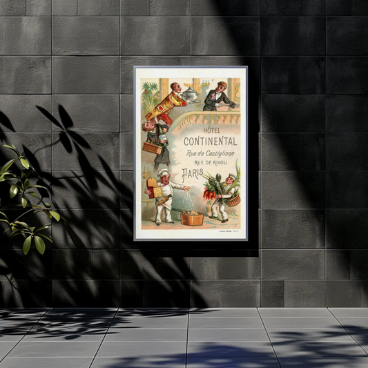 Paris Hotel Continental Culinary Staff Vintage Travel Poster