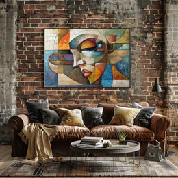 Cubist Abstract Face Art Poster: Vibrant Modern Design