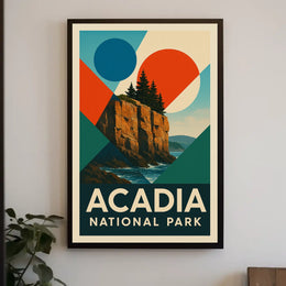 Acadia National Park Scenic Vintage Coastal Landscape Wanderlust Spirit Timeless Iconic Poster