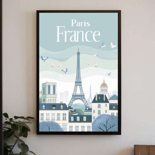 Paris Eiffel Tower Scenic Travel Poster