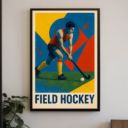 Dynamic Field Hockey Sports Art Poster