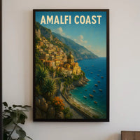 Amalfi Coast Poster Wall Art for Coastal Decor Lovers