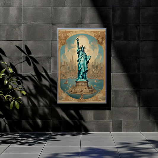 Statue Of Liberty New York Vintage Travel Poster